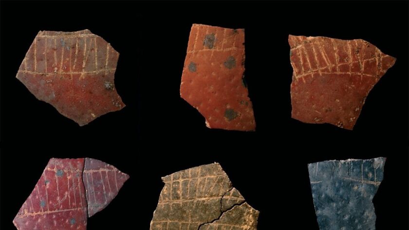 Le più antiche forme geometriche incise su uova di struzzo, 60 mila anni fa