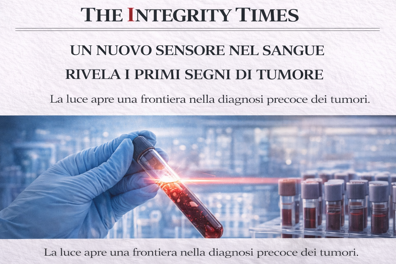 Un nuovo sensore del sangue individua i primi segni di tumore: la luce come rivelatrice silenziosa