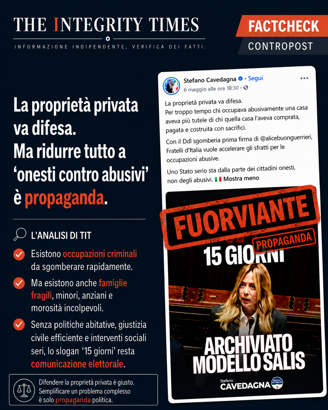 DDL sgomberi, la propaganda dei «15 giorni»: perché un disegno di legge non è ancora una legge